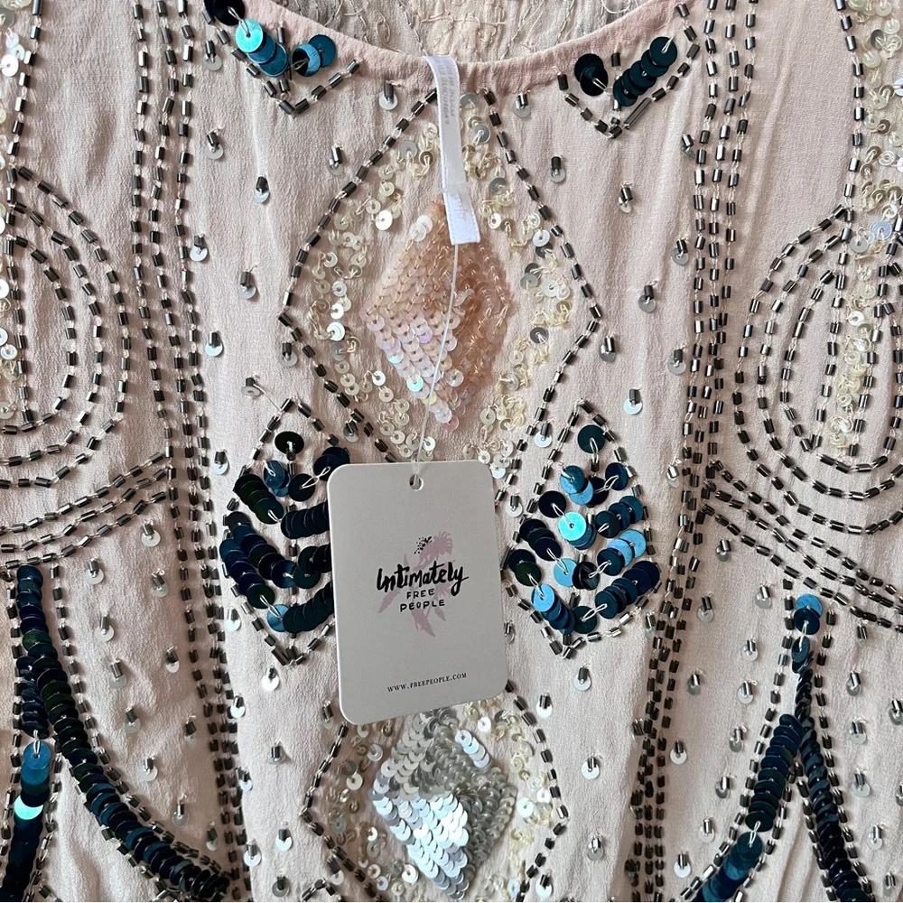 NWT Intimately Free People Glam Ivory Sequin Thong Boho Bodysuit Size S - Picture 8 of 9